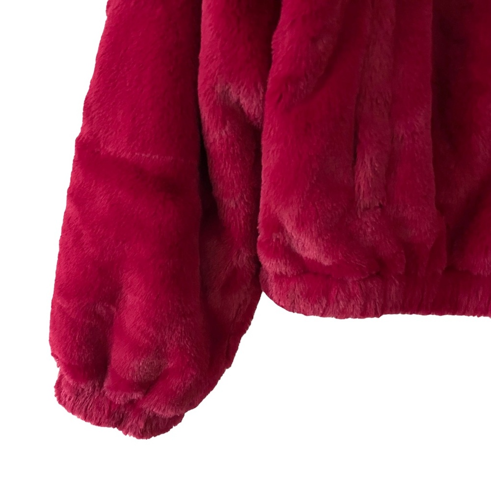 Nordstrom BP Silky Faux Fur Jacket Lined Raspberry NWT - Picture 6 of 12